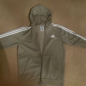 Olive green adidas zip up hoodie